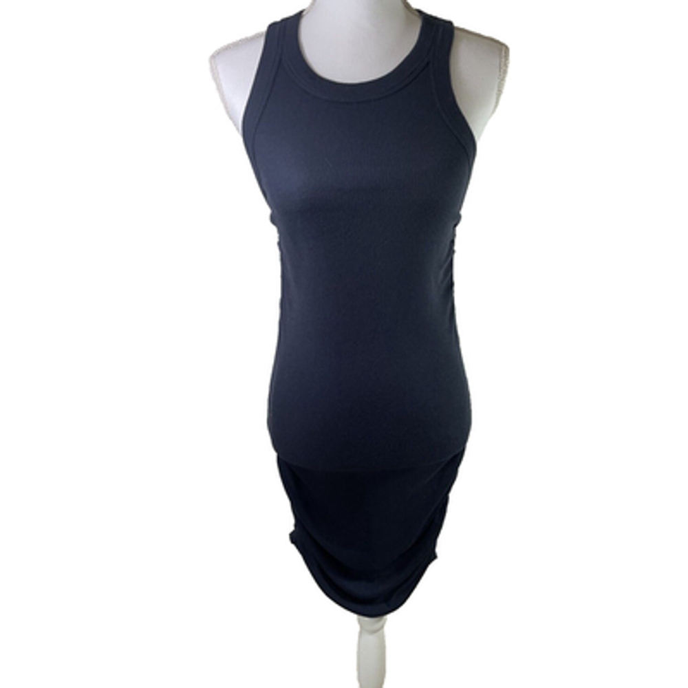 Sundays Dark Navy Sleeveless Ruched Ribbed Midi Tank Dress Sz M